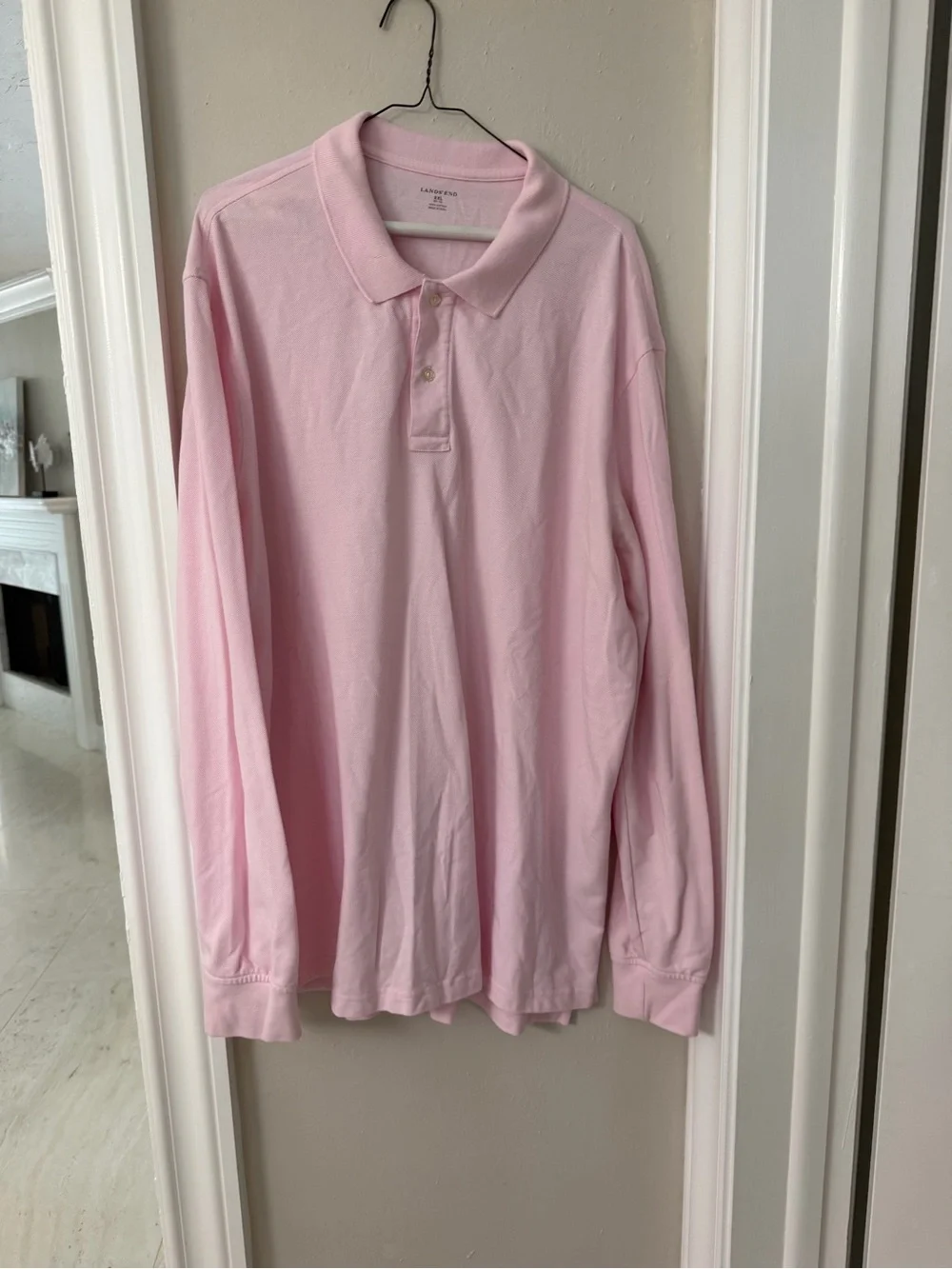 Long Sleeve Pink Polo Shirt